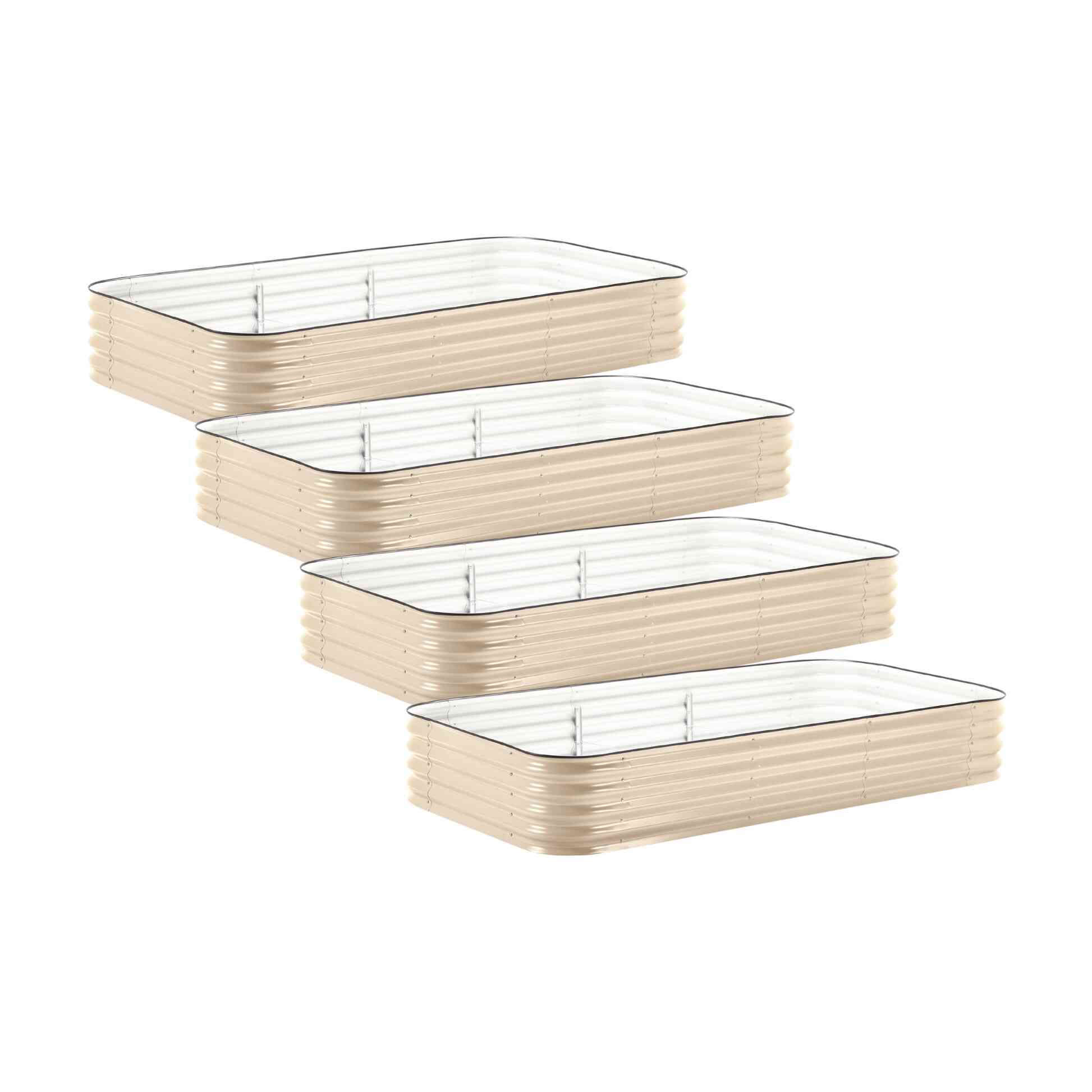 4-Pack Large Modular Metal Raised Garden Bed Kit - 15” Tall