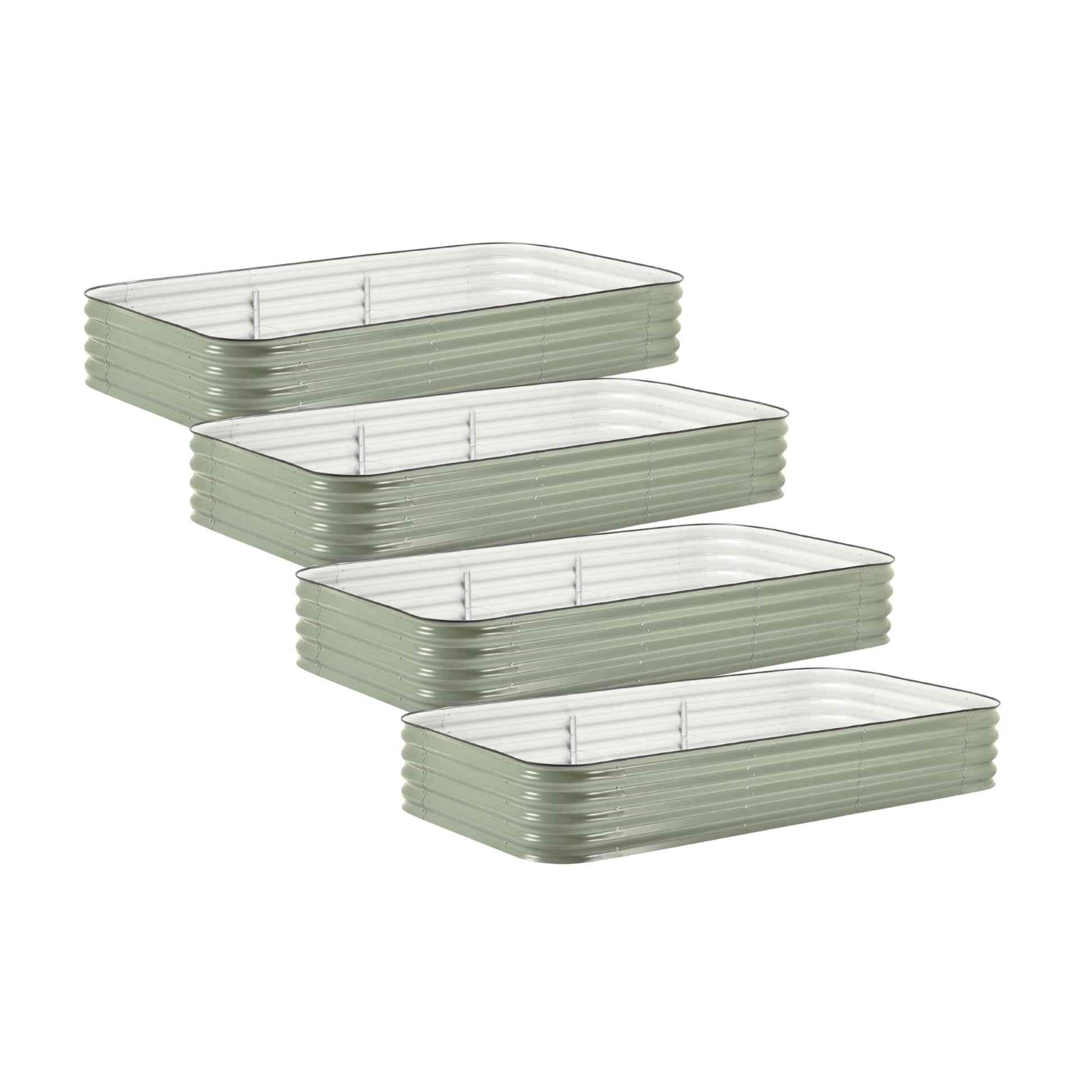 4-Pack Large Modular Metal Raised Garden Bed Kit - 15” Tall