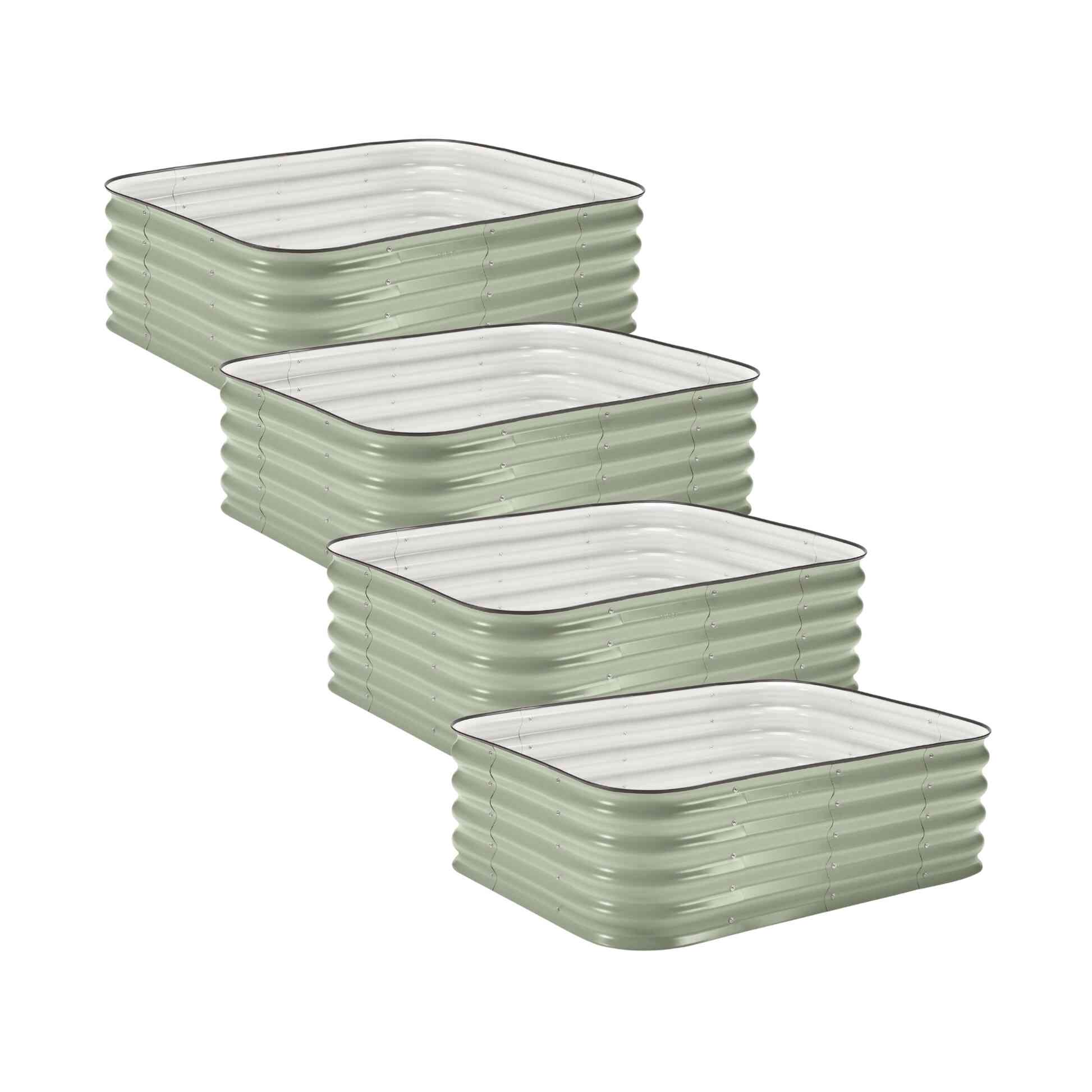 4-Pack Small Modular Metal Raised Garden Bed Kit - 15” Tall