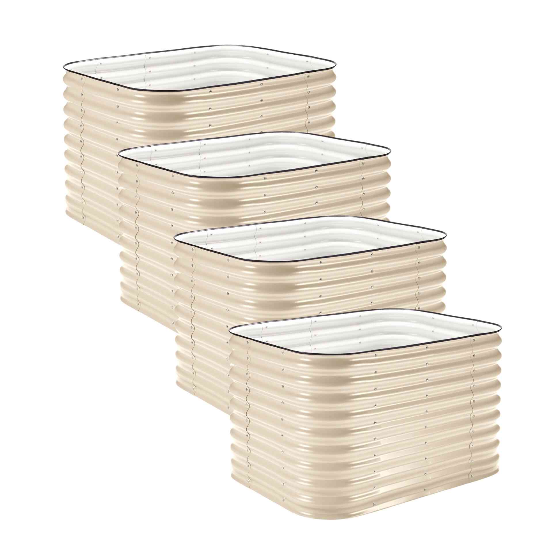 4-Pack Small Modular Metal Raised Garden Bed Kit - 29” Extra Tall