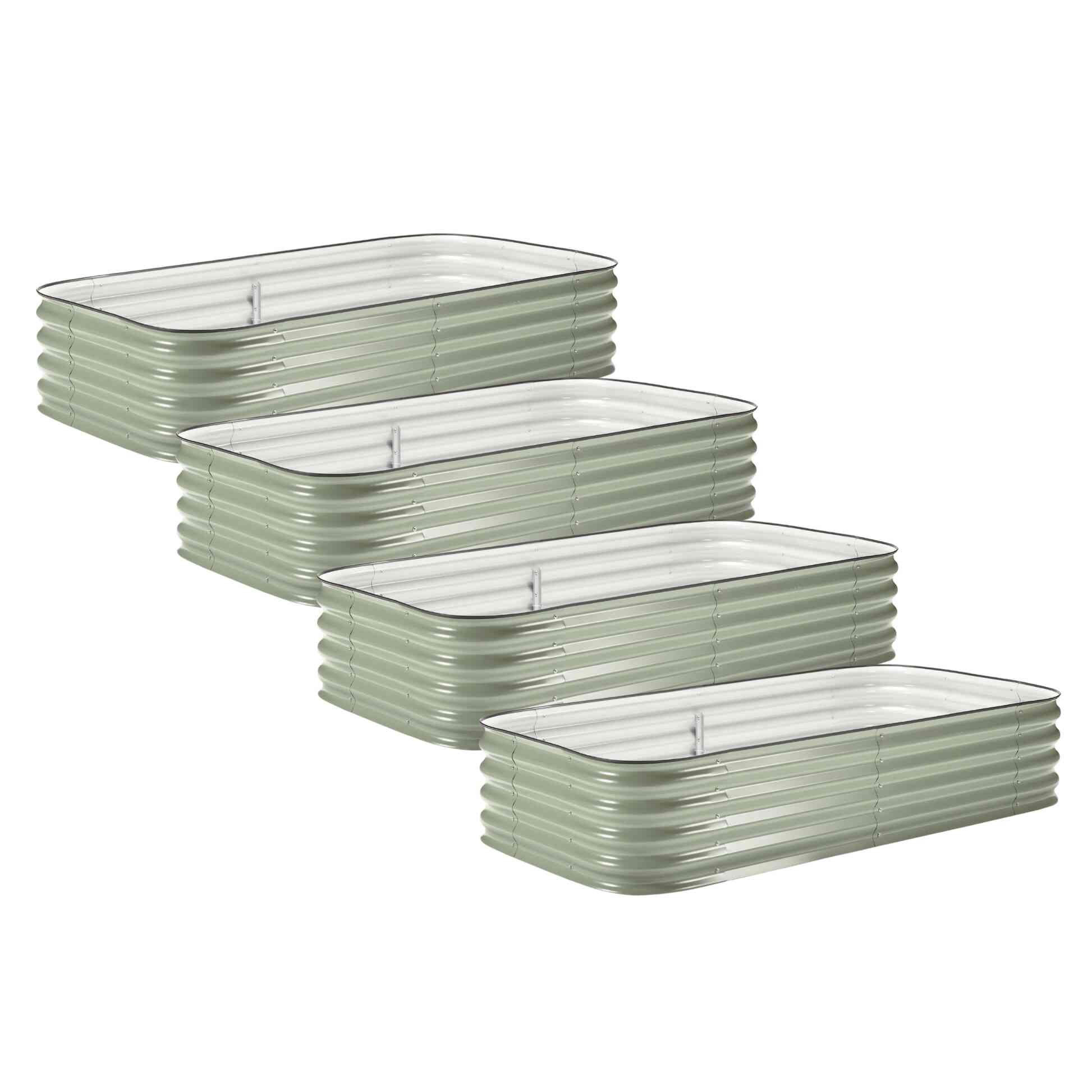 4-Pack Medium Modular Metal Raised Garden Bed Kit - 15” Tall
