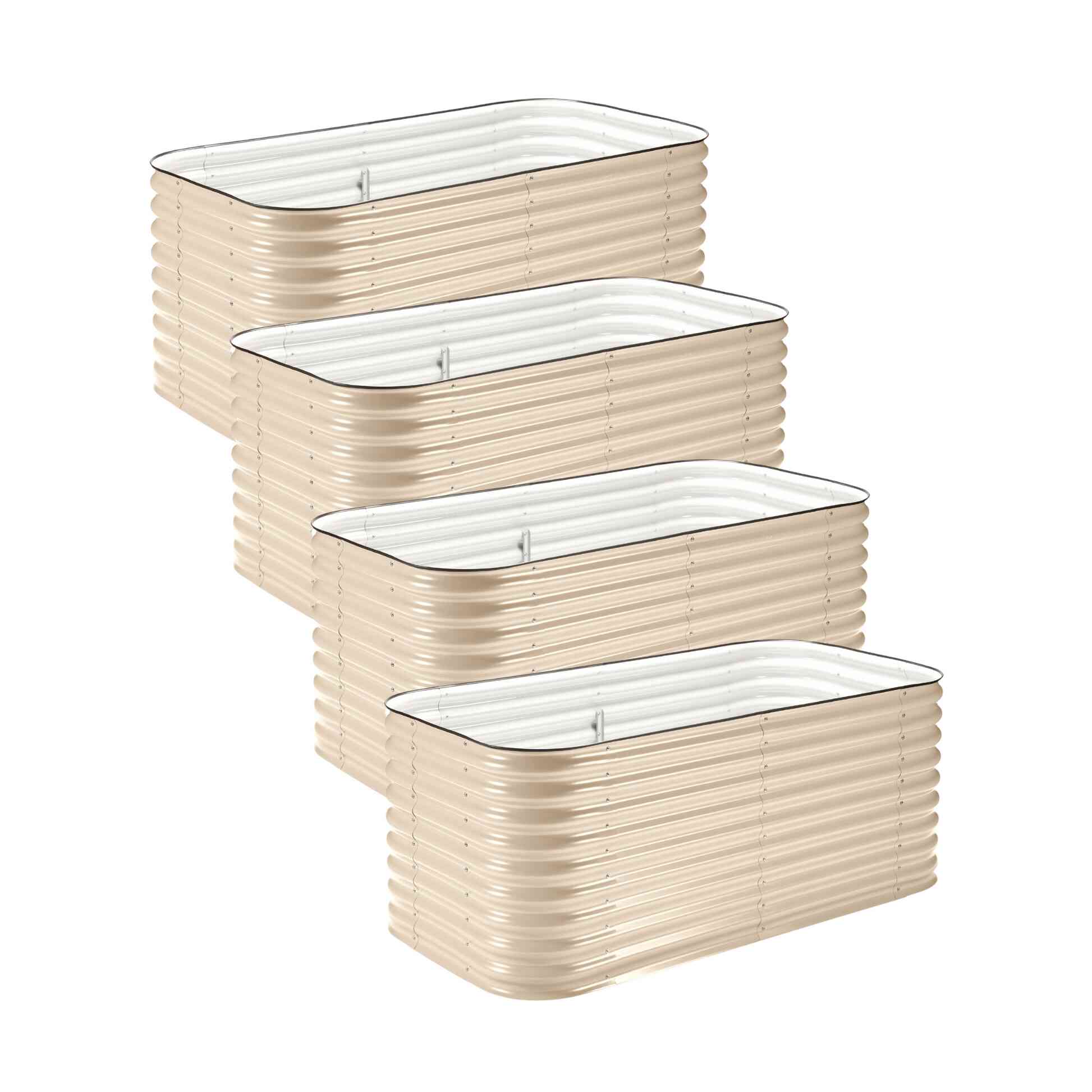 4-Pack Medium Modular Metal Raised Garden Bed Kit - 29” Extra Tall