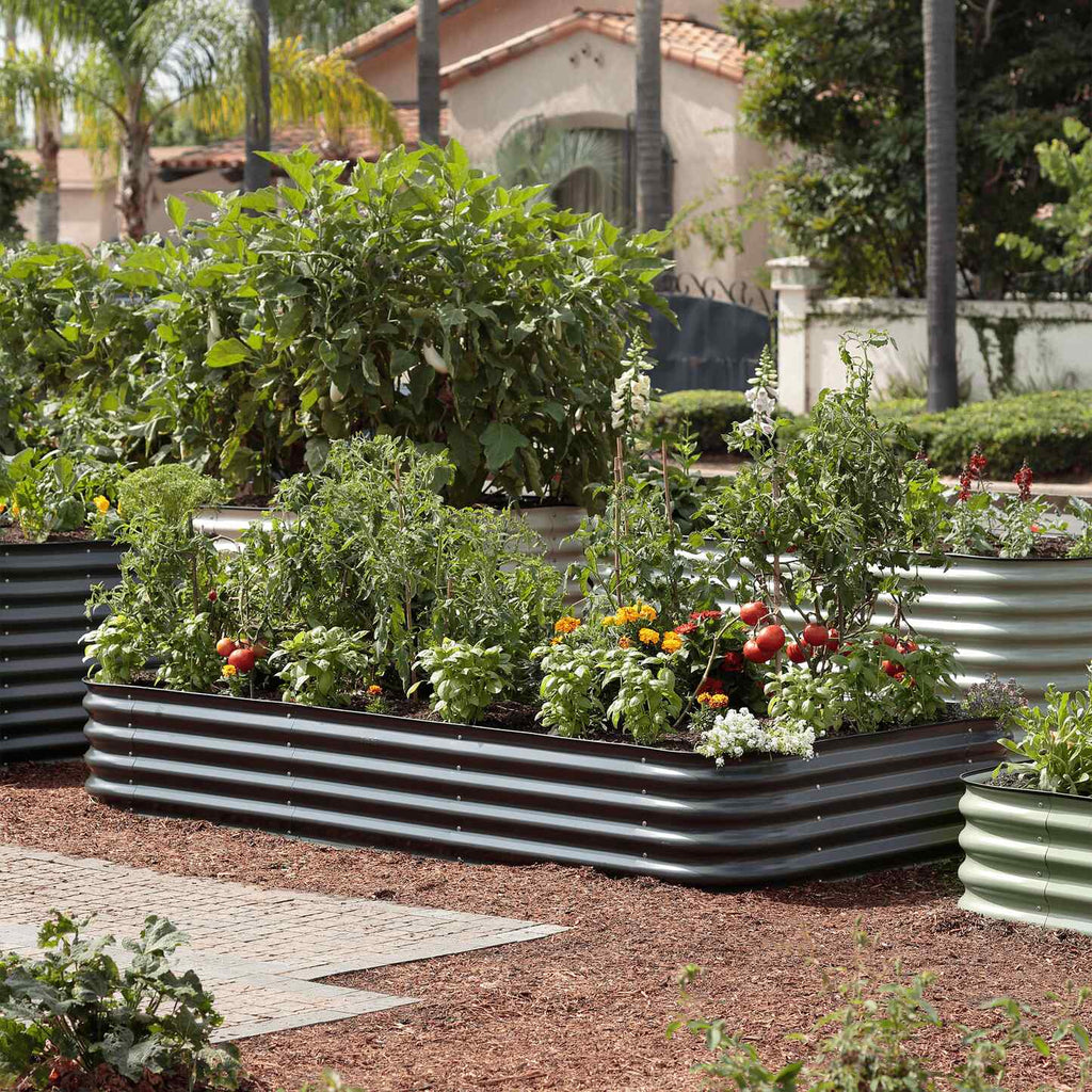 4-Pack Large Modular Metal Raised Garden Bed Kit - 15” Tall