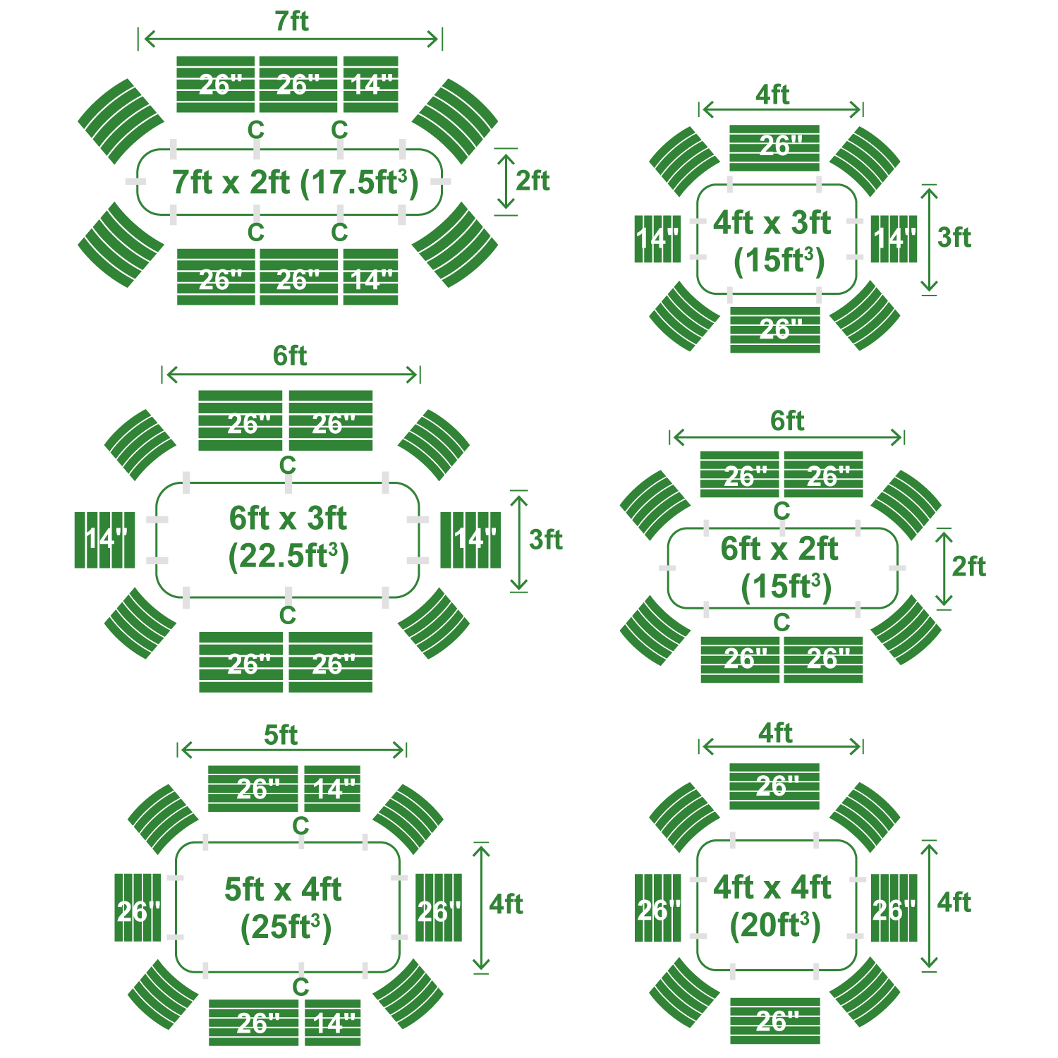 4-Pack Medium Modular Metal Raised Garden Bed Kit - 15” Tall