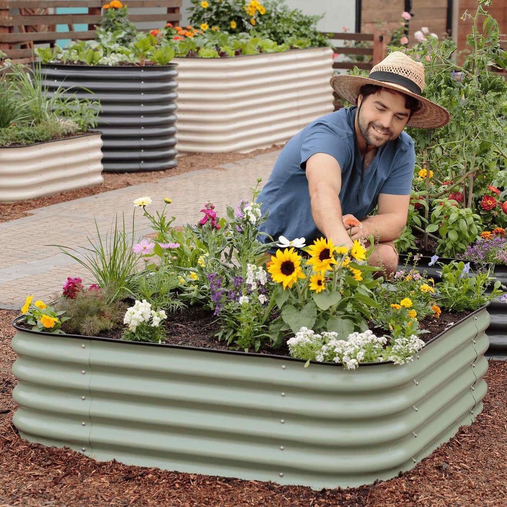 4-Pack Medium Modular Metal Raised Garden Bed Kit - 15” Tall